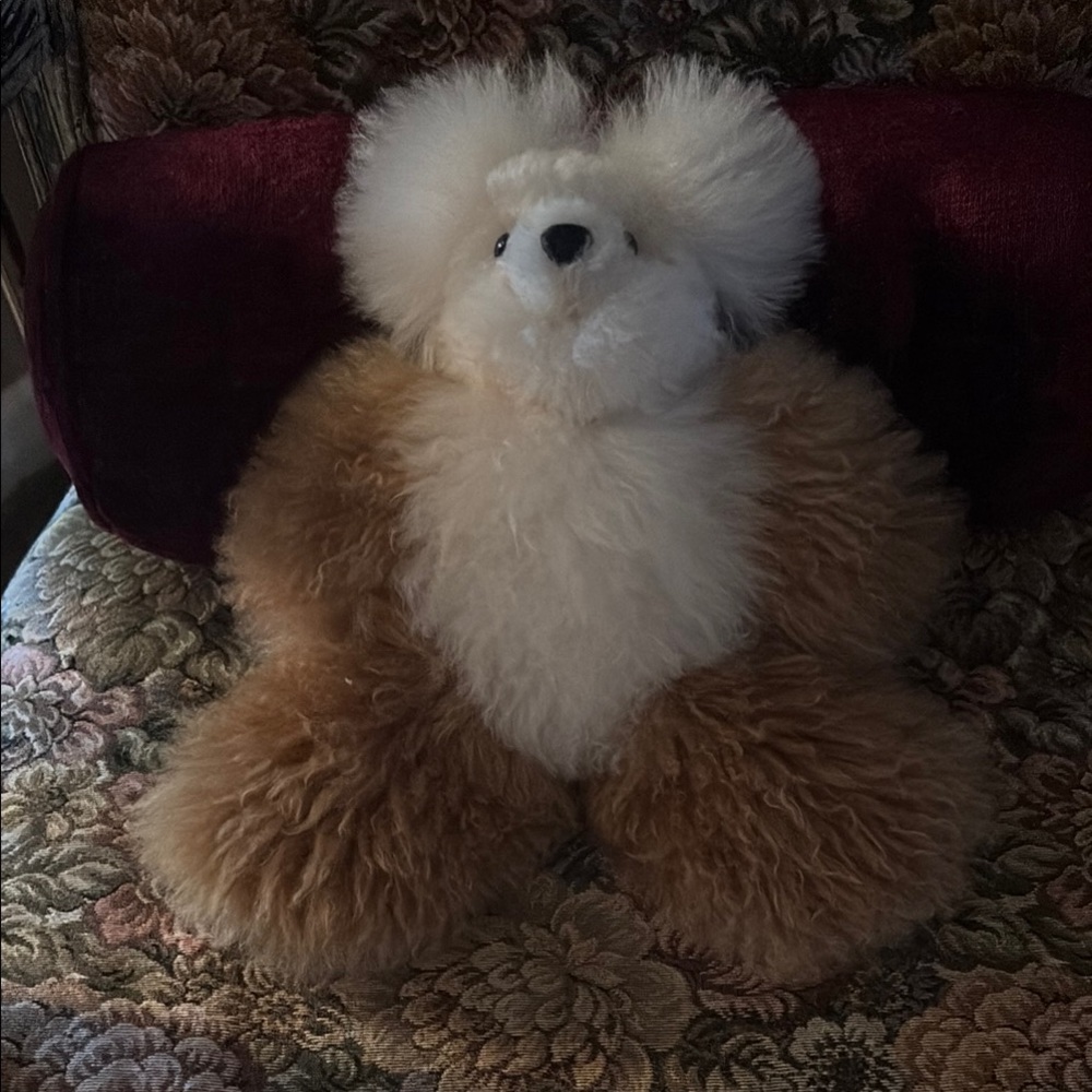 Tan and White Alpaca Fair Play Fluffy Stuffed Animal Toy